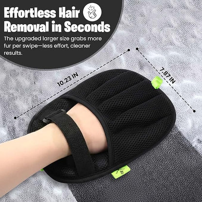 Pet Hair Removal Glove With Secure Velcro Strap. Larger, Thicker Five-Finger Electrostatic Hand Mitt, Lint Remover, Couch, Carpet, Car Seat - Includes 2-Pack Laundry Hair Remover Balls. Cats, Dogs