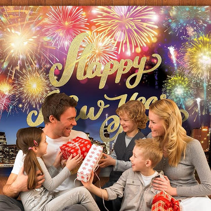 Happy New Year Backdrop,7x5FT New Year Banner 2026 Happy New Year Backdrop Party Decor New Year Eve Party Backdrop Supplies