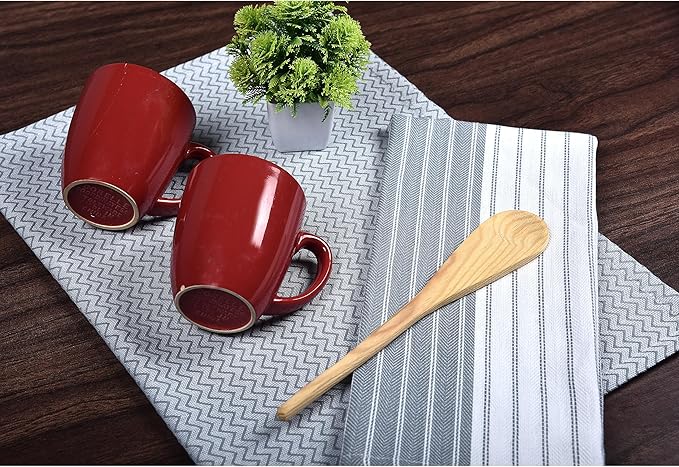 100% Cotton Kitchen Towels – Ultra Absorbent and Quick-Dry Dish Towels with Hanging Loop – Extra Large 18x28 Inches – Lint-Free, Soft and Durable – Grey (Pack of 4)