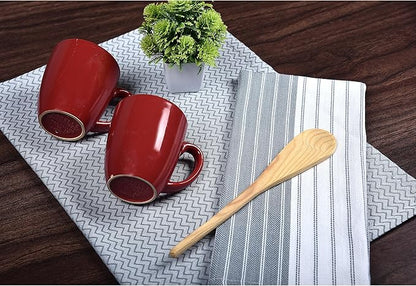 Premium Cotton Weave Kitchen Towels Set – Ultra Absorbent, Quick-Dry Dish Towels with Hanging Loop – Extra Large 18x28 Inches – Grey (Pack of 8)