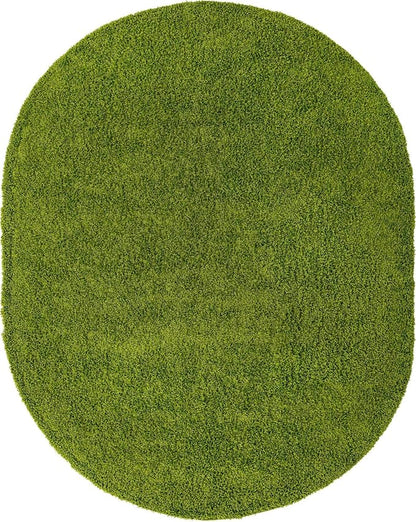 Unique Loom Solid Shag Collection Area Rug (8' x 10' Oval, Grass Green)
