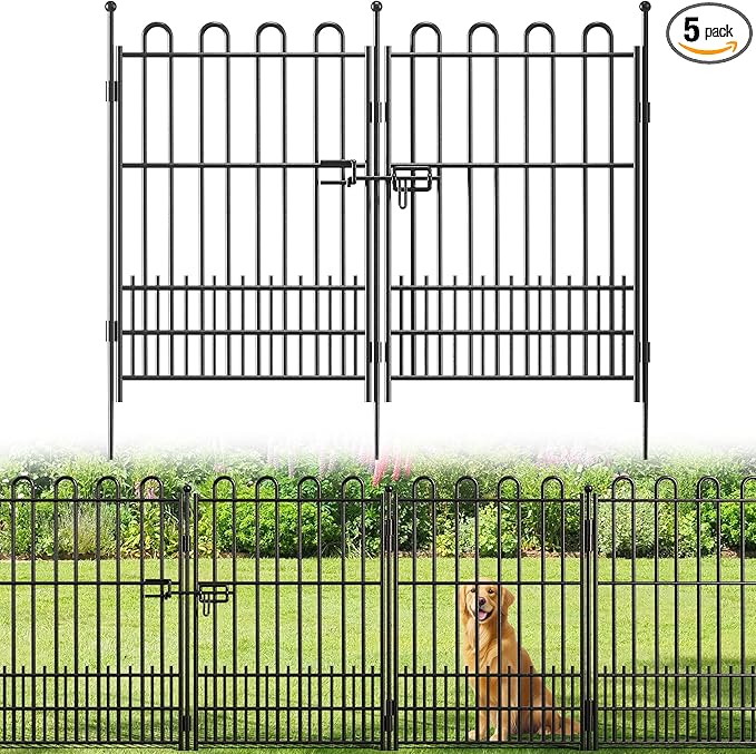 5 Panels Dog Fence Outdoor for Yard, 39.5in (H) x 11.5ft (L) Dog Fence for Garden