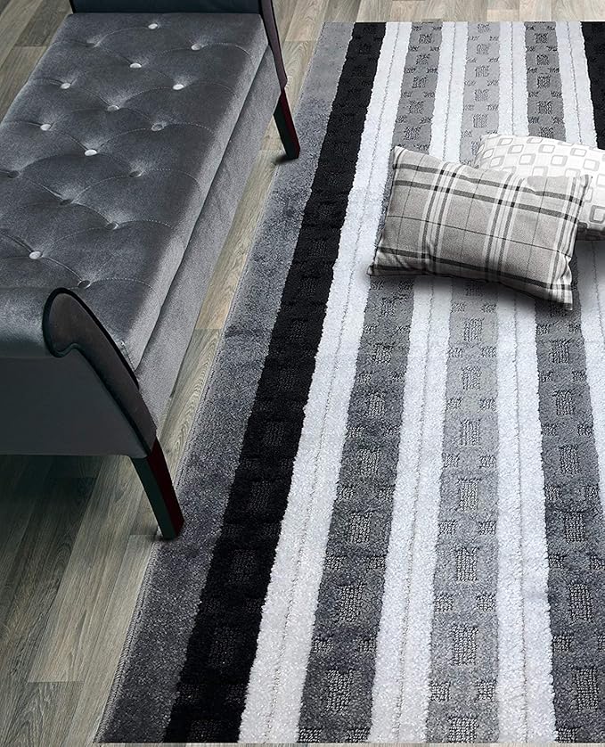 ORFA HOME Custom Cut Hallway Runner Rug, Slip Resistant, 31 Inch Wide X Your Choice of Length, Chain Anthracite, 31 Inch X 4 feet, Doormat