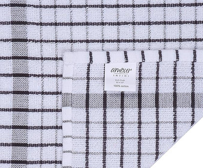 AMOUR INFINI Kitchen Dish Cloths Set of 8 - Ultra Soft, Highly Absorbent, Quick-Drying Terry Cotton Dishcloths 12"x12" Inch Wash & Cleaning Cloths for Kitchen & Dishwashing (D.Grey)
