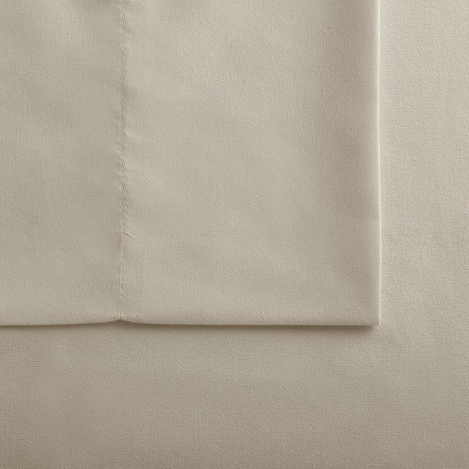 Serta Simply Clean Super Soft Hypoallergenic Stain Resistant Deep Pocket 3 Pieces Solid Bed Sheet Set, Twin XL, Khaki