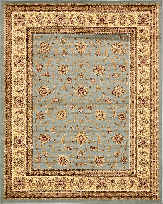 Rugs.com Aditi Collection Rug – 7' 10 x 10' Light Blue Low Rug Perfect for Living Rooms, Large Dining Rooms, Open Floorplans