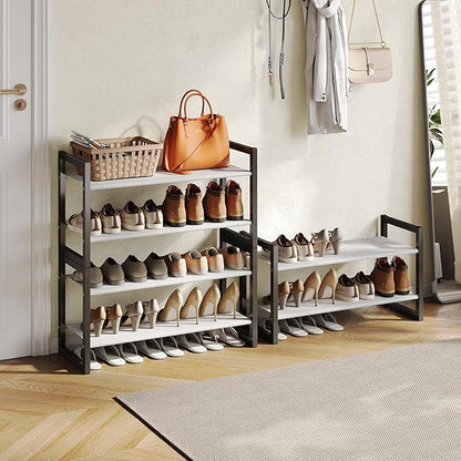 Shoe Rack for Closet & Entryway, Stackable 6-Tier Shoe Organizer, Welded Metal Frame, Semi-Assembled Fast Setup, 11.8" Deep Non-Woven Shelves, Space-Saving Shoe Storage, Black