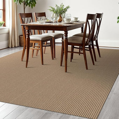EARTHALL Woven Area Rugs 6x9 Ft Washable Living Room Rugs Non Slip Rubber Backed Dining Room Rug Braided Bedroom Rugs Indoor Floor Carpet for Living Room, Bedroom, Dining Room, Orange/Tan/Brown