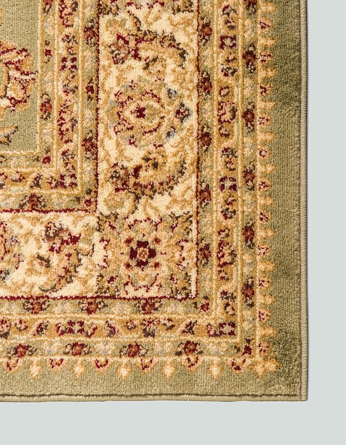Rugs.com Aditi Collection Rug – 2' 7 x 10' Runner Green Low Rug Perfect for Living Rooms, Large Dining Rooms, Open Floorplans