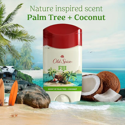 Old Spice Men's Antiperspirant & Deodorant, 24/7 Lasting Freshness, Advanced Sweat & Odor Protection with Skin Conditioners, Invisible Solid, Fiji with Palm Tree Scent, 3.4 oz (Pack of 3)