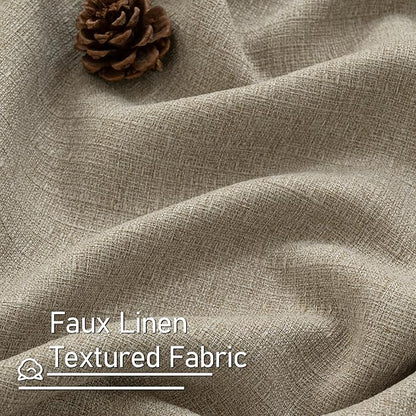 LAMIT Natural Linen Curtains 84 inch Length 2 Panels, Linen Textured Thermal Insulated Bedroom Curtains Grommet Privacy Burlap Light Filtering Drapes for Living Room/Farmhouse, W52 x L84, Taupe
