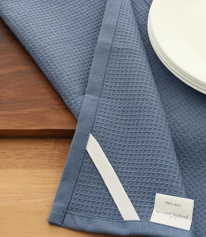 PurpleEssences Waffle Weave Kitchen Towel, 100% Cotton - 15 x 25 Inches, with Hanging Loop Ultra Soft Absorbent Quick Drying Dish Cloth, Tea and Hand Towels, 6 Pack - Fall Thanksgiving - Smoky Grey