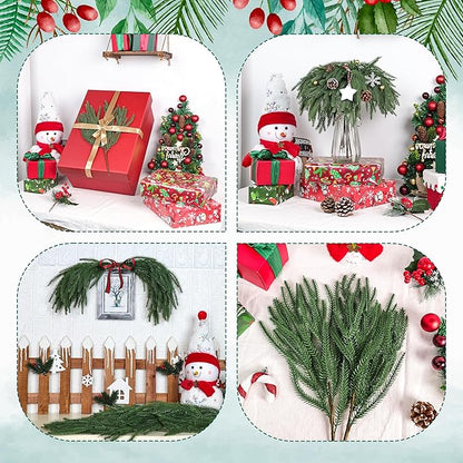 Der Rose 12Pcs Christmas Norfolk Pine Stems, 18 Inch Artificial Pine Branches Faux Cedar Stems Greenery Picks for Xmas DIY Crafts Wreath Garland Home Outdoor Christmas Decorations Indoor