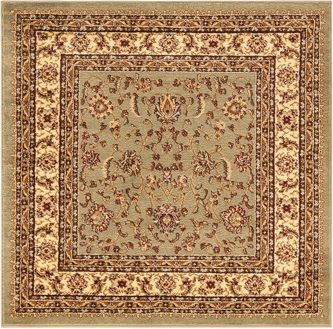 Rugs.com Aditi Collection Rug – 4' Square Green Low Rug Perfect for Living Rooms, Kitchens, Entryways