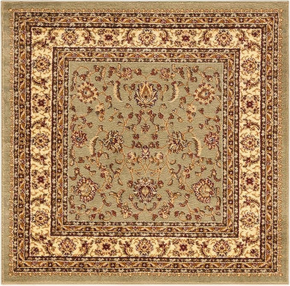 Rugs.com Aditi Collection Rug – 4' Square Green Low Rug Perfect for Living Rooms, Kitchens, Entryways