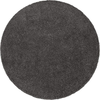 Unique Loom Solid Shag Collection Area Rug (12' 4" Round, Graphite Gray)