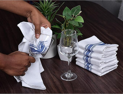 100% Cotton Kitchen Towels – Extra Large 18x28 Inches Dish Towels with Hanging Loop – Super Absorbent and Quick-Dry Weave – Lint-Free and Durable – Blue (Pack of 8)