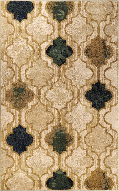 Superior Indoor Large Area Rug, Jute Backed, Perfect for Living/ Dining Room, Bedroom, Office, Kitchen, Entryway, Modern Geometric Trellis Floor Decor, Viking Collection, 8' x 10', Cream