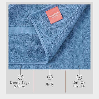 TEXTILOM Luxury 2 Pack Banded Cotton Bath Mats for Bathroom Floor [ Hotel, Spa, Tub, Shower Bath Mat Floor Towel Set ], Machine Washable & Soft & Absorbent & Quick Dry (20''x34'')- Blue
