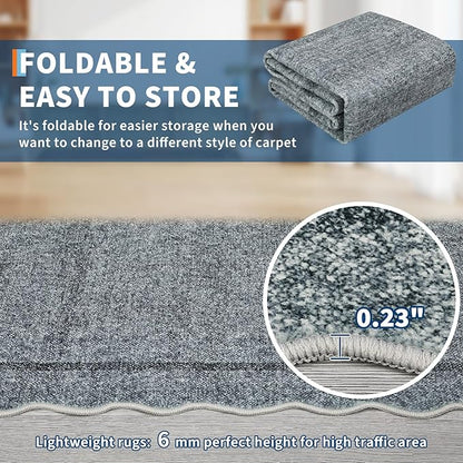 GarveeHome Scalloped Large Area Rug 10x13 Area Rug for Living Room Washable Rug Modern Rug Non Slip Throw Rugs Bedroom Rugs Low Pile Soft Stain Resistant Carpet for Dining Room Nursery 10'x13' Grey
