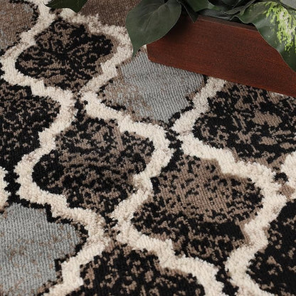 Superior Indoor Large Area Rug, Jute Backed, Perfect for Living/Dining Room, Bedroom, Office, Kitchen, Entryway, Modern Geometric Trellis Floor Decor, Viking Collection, 7' x 9', Chocolate