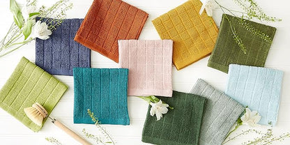 DII Basic Terry Collection Solid Windowpane Dishcloth Set, 12x12, Avocado, 6 Count