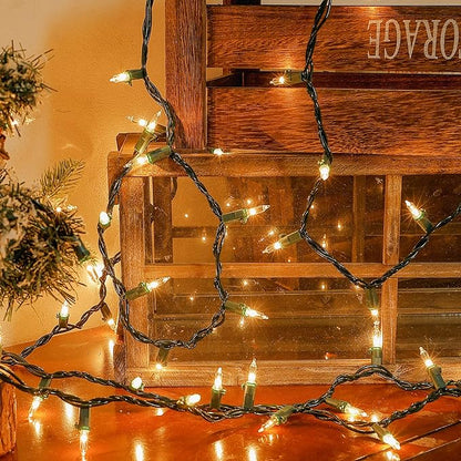 White Christmas Lights,100 Count Clear Mini Lights Incandescent Christmas Tree String Lights, Connectable for Christmas Decoration,Garland,Home,Patio, Wedding,Party,Festival (23 Feet)