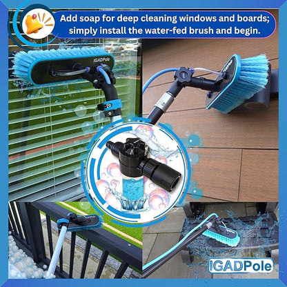 IGADPole 24ft Washing Kit: Water-fed Brush with Soap Dispenser, Cobweb Dusters, with 6-Stage Telescoping Pole 5-20ft Pole/Window and Dusting Cleaning Kit