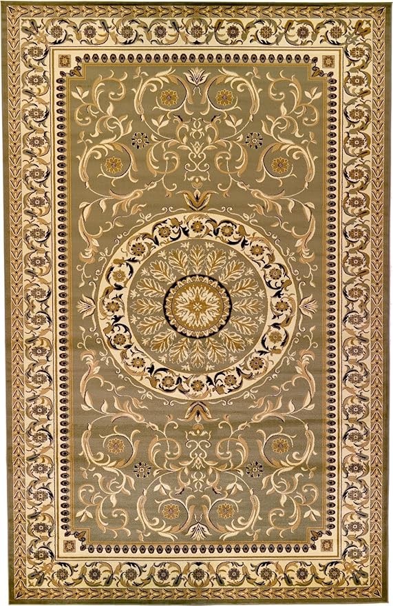 Rugs.com Chateau Collection Rug – 10x16 Light Green Medium-Pile Rug Perfect for Living Rooms, Large Dining Rooms, Open Floorplans