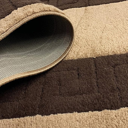 RugStylesOnline Washable Custom Size Runner Rug Meander Design Beige Brown, (9 Feet Length x 26 Inch Width) Custom Cut Slip Resistant Rubber Backing Runner Rugs, Extra Long Runner Rugs for Hallways