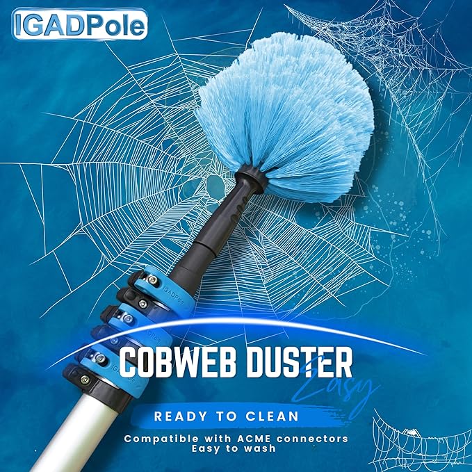 IGADPole 24ft Washing Kit: Water-fed Brush with Soap Dispenser, Cobweb Dusters, with 6-Stage Telescoping Pole 5-20ft Pole/Window and Dusting Cleaning Kit