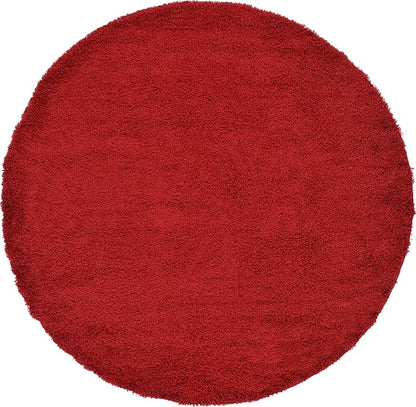 Unique Loom Solid Shag Collection Area Rug (8' Round, Cherry Red)