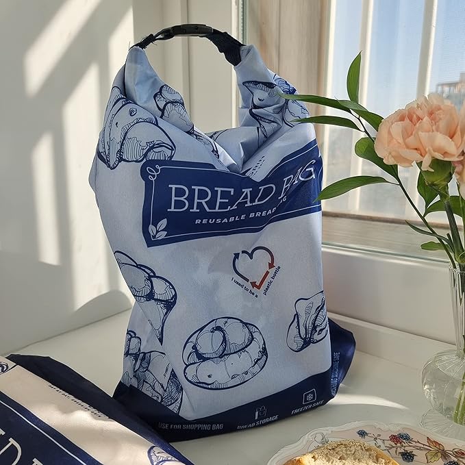 GRIN BY GRIN- 2 Packs Bread Bags, Zipper Reusable Bread Bags for Homemade Loaf, Freezer Sourdough Container, Fresh Keeping Extra Large, Reusable Food Storage Bag
