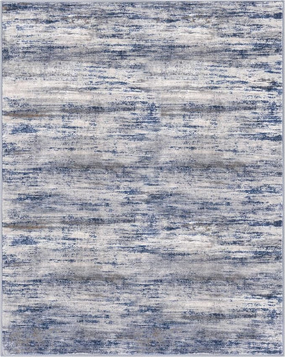 KOZYFLY Washable Area Rug 5x7 Modern Ombre Living Room Thin Area Rug Non-Slip Soft Striped Rug for Bedroom, Print Grey-Blue Abstract Carpet for Laundry Kid Room