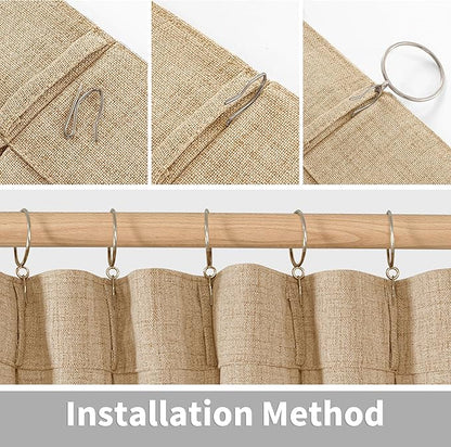 YoungsTex Burlap Linen Semi Sheer Curtains 84 Inch Length for Living Room, Toffee Light Filtering Window Treatments Natural Rustic for Farmhouse Bedroom, 2 Panels, 40 X 84 Inch