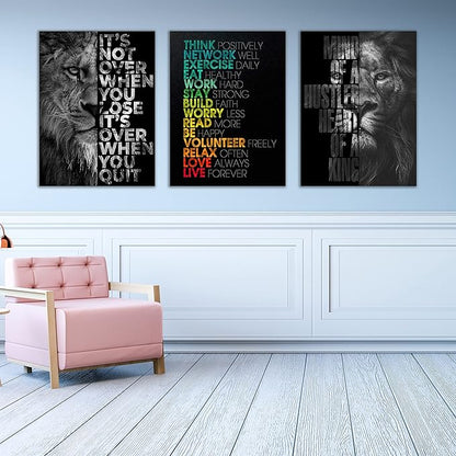 Motivational Canvas Painting Wall Art Execution Grind Hustle Inspirational Wall Art Success Entrepreneur Poster Positive Quotes Wall Poster Framed for Home Office Wall Decor[72''Wx 36''H]