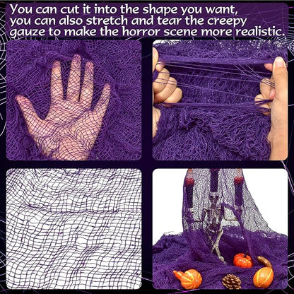 Legigo 6 Pack Halloween Creepy Cloths Cheesecloths, Spooky Black Mesh Fabric Cheese Cloths for Crafts, Scary Gauze Fabric for Party Supplies Home Wall Doorway Outdoor Yard Decor(6 Colors)