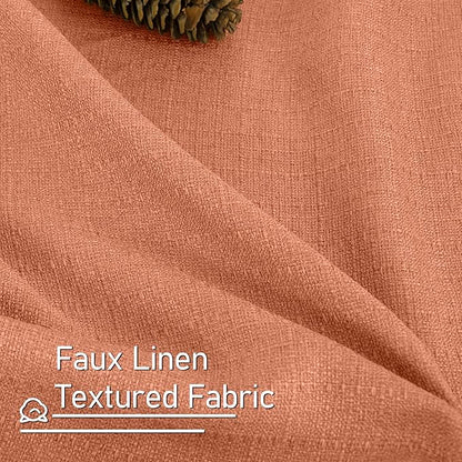 LAMIT Terracotta Linen Curtains for Bedroom, Grommet Thermal Insulated Soft Curtains Boho Light Filtering Panels for Living Room/Outdoor/French Door, 2 Panels, W60 x L84