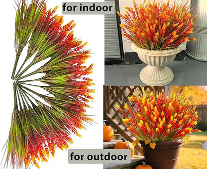 Artificial Plants Outdoor, 20 Pcs Fake Mums Flowers UV Resistant Outdoor Plants, Artificial Fall Flowers Plastic Faux Plants Shrubs for Home Porch Garden Yard Window Box