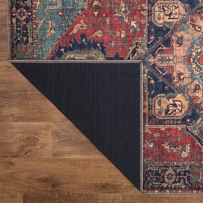 Keen Home Design 8x10 Rug - Machine Washable Area Rug with Non-Slip Backing, Ideal for Living Room, Dining Room, Bedroom - Vintage, Easy Clean, Durable, Low Pile Rug - (8' x 10')