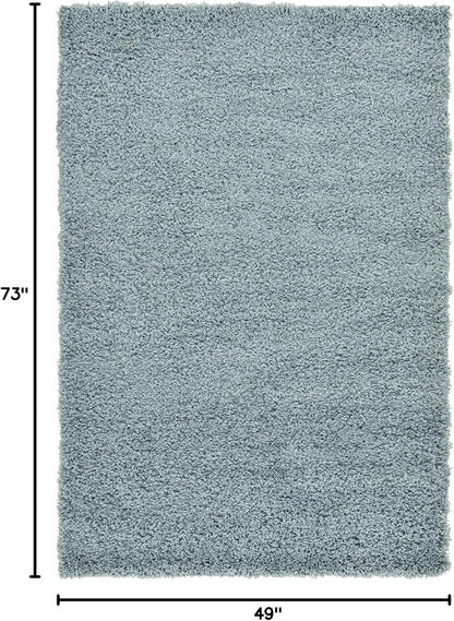 Unique Loom Solid Shag Collection Area Rug (4' 1" x 6' 1" Rectangle, Light Slate Blue)