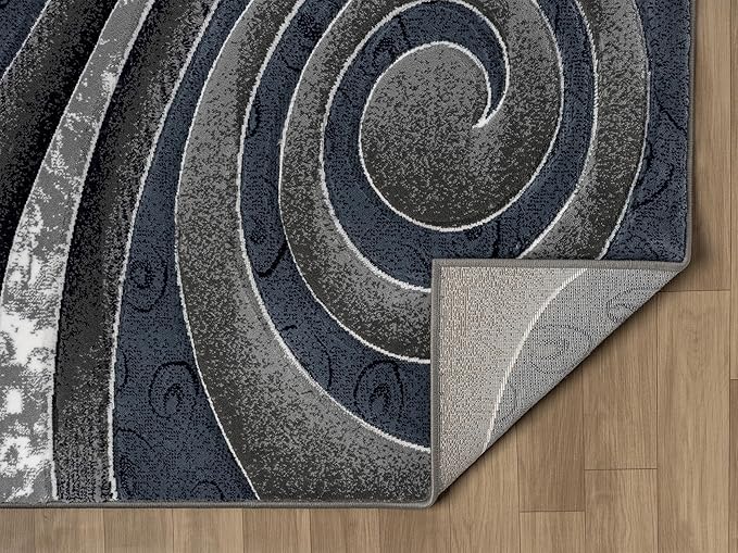Ultra Soft Area Rug - Modern Abstract Design for Living Room & Bedroom - Foldable, Stain Resistant, Easy to Clean - (8x11, Blue)
