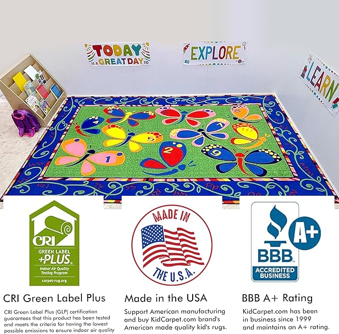 Learning On The Fly Classroom Rug, 4' x 6', Multicolored, Educational Classroom Rug, Kids Learning Play Mat | Area Rug for Bedroom or Playroom