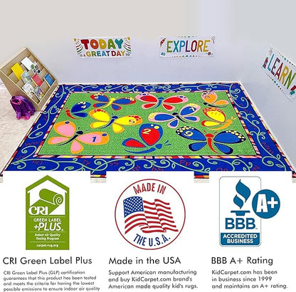 Learning On The Fly Classroom Rug, 4' x 6', Multicolored, Educational Classroom Rug, Kids Learning Play Mat | Area Rug for Bedroom or Playroom