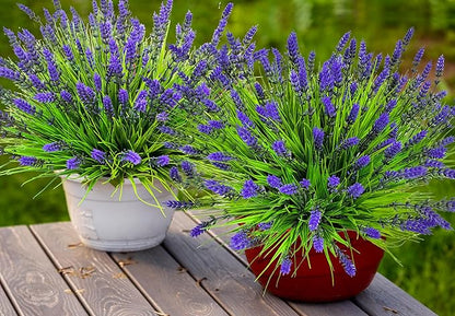 Artificial Plants Outdoor, 22 Pcs Fake Flowers UV Resistant Outdoor Lavender Artificial Flowers, Plastic Faux Plants Greenery Shrubs for Home Porch Garden Yard Window Box