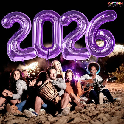 Katchon, Giant Purple 2026 Number Balloons - 42 Inch | Happy New Year Balloons | 2026 Balloon Numbers | Purple Balloon for New Years Decorations 2026 | New Years Eve Party Supplies 2026