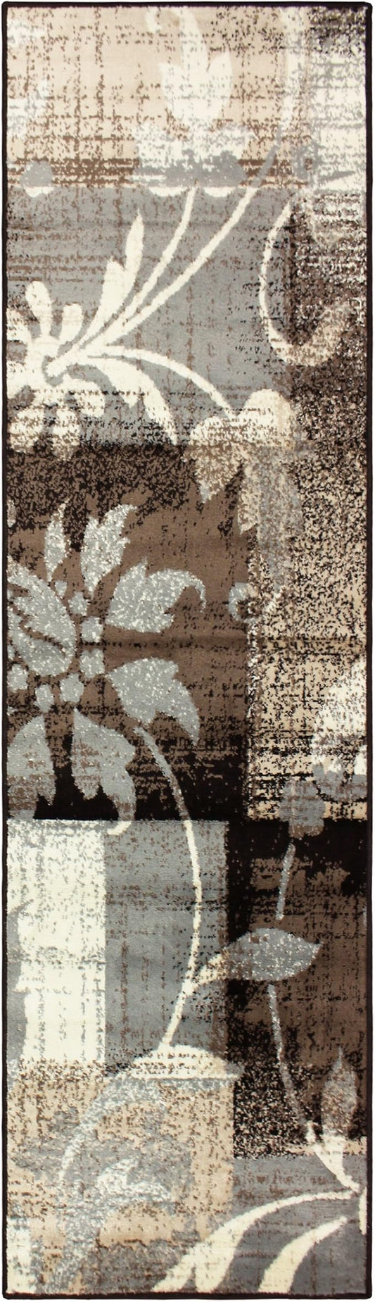 Superior Indoor Area Runner, Jute Backed, Perfect for Hallway, Entryway, Office, Living/ Dining Room, Bedroom, Kitchen, Floor, Modern Floral Decor, Pastiche Collection, 2' 7" x 8', Beige