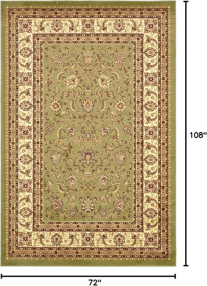 Rugs.com Aditi Collection Rug – 6' x 9' Green Low Rug Perfect for Living Rooms, Large Dining Rooms, Open Floorplans