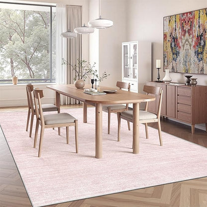 Art&Tuft Washable Rugs 6x9, Low Pile Area Rugs for Living Room - Non Slip and Stain Resistant Soft Thin 6x9 Rug for Bedroom, Dining Room, Kitchen, Office, Lightpink