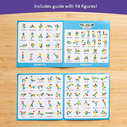 BONNYCO Tangram Puzzle Wooden Pack 30 Kids Party Favors. Goodie Bags Stuffers for Kids 3-5 4-8, Return Gifts for Birthday Party. Goody Bag Stuffers, Pinata Filler Toys Bulk. Classroom Prizes, Rewards